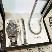ست ساعت و دستبندو گردنبند.استیل.