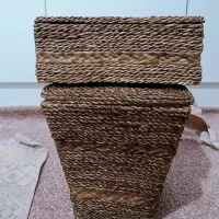 جا دستمال کاغذی و سطل حصیری