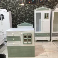 تخت دو منظوره و کمد بچه سفید سبز|اسباب و اثاث بچه|مشکیندشت, |دیوار