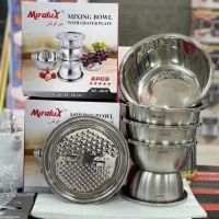 کاسه استیل رنده دار ابکش آبکش وسبد استیل