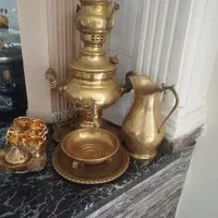 سماور زغالی با سینی. پارچ ..قوری