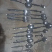 ظروف استیل قاشق و چنگال  و سینی