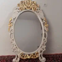 آیینه چوبی رنگ صدفی