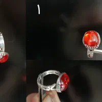 ۵ انگشتر نقره ی لعل/شرف شمس/عقیق پرتقالی/فیروزه