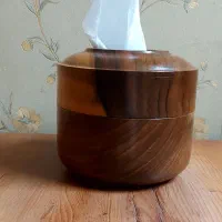 جا دستمال کاغذی و گلدون چوبی