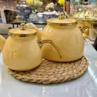 کرم رنگ کتری قوری لعابی