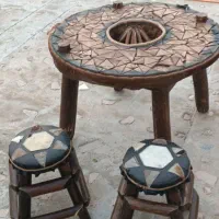 میز چوب گردو با صندلی برای قهوه خانه یا منزل