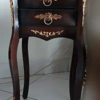 میز تلفن چوب کلاسیک دو کشو