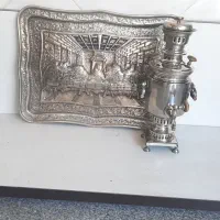 سماورزغالی سینی قلمکاری ورشو عتیقه