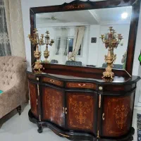 آیینه کنسول چوبی معرق به همراه شمعدان