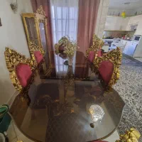 سرویس مبل ۹نفره و ناهارخوری ۶نفره ورقه طلا