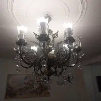 دو جفت لوستر برنج سالم ۸ شاخه با دو عدد دیواری