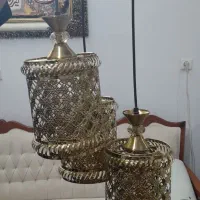 دو عدد لوستر سه شاخه طلایی
