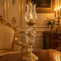 شمعدان برنجی با کریستال ۲۴درصد بسیار شکیل
