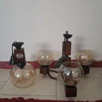 لوستر چوبی ست ۳ تایی و یدونه تکی
