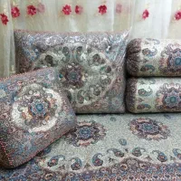 سرویس  پشتی ترمه مدل تمام لمه ابی