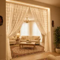 پرده تور راشل / طرح آیسو - عرض۳ متر و 1/5 متر