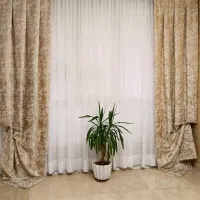 والان پرده مخمل پتینه کرم طلایی