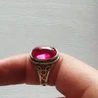 انگشتر نقره رکاب کار دست نگین یاقوت برمه