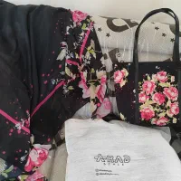 کیف و روسری ست مشکی طرح گل