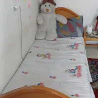 تخت نوجوان با کفی تخت چوبی نرده ای