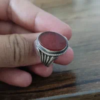 انگشتر عقیق سرخ نقره اصل با نوشته پنج تن آل عبا