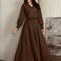 ست سارافون و کت قهوه ای