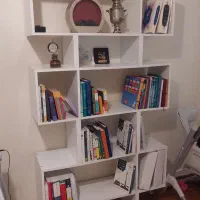 کتابخانه ایستاده سفید شلف دکوری و کتابخانه MDF