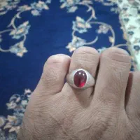 انگشتر رکاب نقره..سنگ عقیق سرخ.