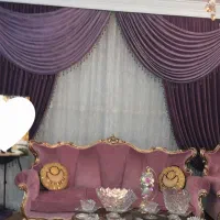 پرده مخمل و تور کار شده