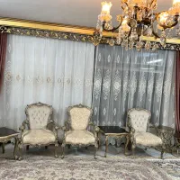 حریر گل برجسته ۶ متری با دو لایه دکوری با کتیبه