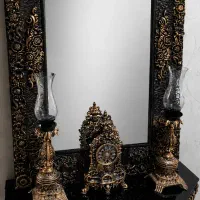 کنسول آینه و شمعدان برنزی