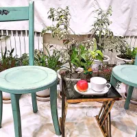 میز صندلی ناهارخوری لهستانی دکوپاژ کافی‌شاپ