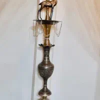 قلیان برنجی سیاه قلم دو‌متری