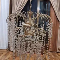 لوستر برنجی جنس قدیم/۳ طبقه/۷ شعله/سالم‌تمیز مرتب
