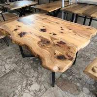 میز نهارخوری روستیک شش نفره چوب چنار و فلز