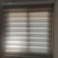 پرده زبرا دو عدد رنگ کرم و طوسی