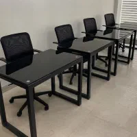 میز کارشناسی لوکس شیشه‌ای سکوریت مشکی + قیمت مناسب