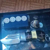 سکه نقره وچاقو بابا وانگشتر