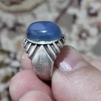 انگشتر عقیق آبی ، عقیق زرد یمنی ، یاقوت برمه