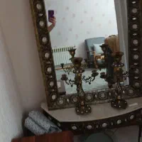 اینه وشمعدان برنزی با پایه