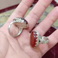 انگشتر نقره دساز پشت بسته عقیق یمنی