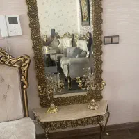 اینه کنسول ودو عدد لوستر برنز