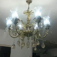 لوستر برنزی شیش شاخه و دو عدد دیوار کوب