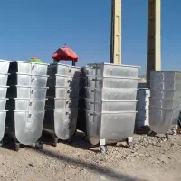 گاری سطل زباله کد۳ گالوانیزه مکانیزه مخزن سبدباکس