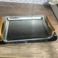 سینی استیل دسته چوبی نو