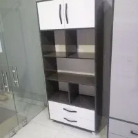 قفسه ویترین کتابخانه دو درب دو کشو آماده تحویل