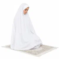 مقنعه نماز،تترون سفید،نخی، سبک،کش و چانه دار