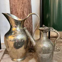 افتابه مسی قاجاری و پارچ ورشو قدیمی و انتیک
