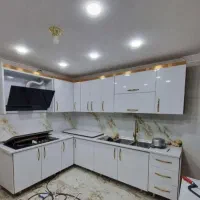 کابینت. های گلاس سفید طلایی